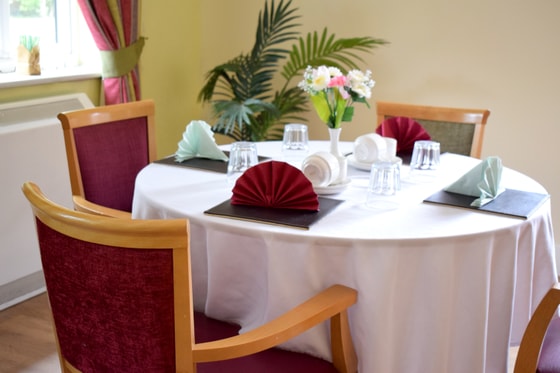 Dining table with red chair