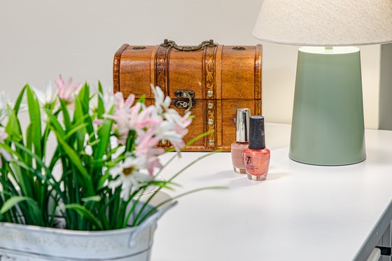 small chest and flowers