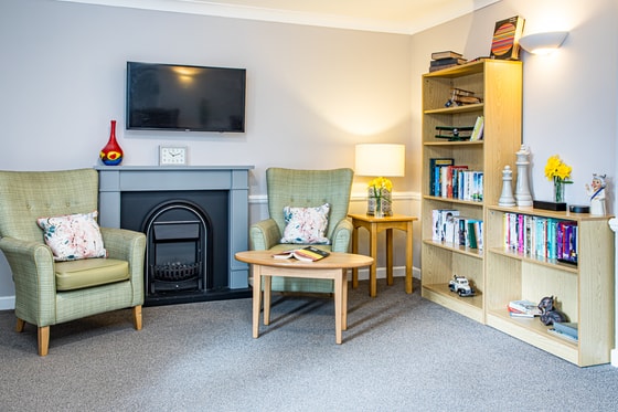 Television and green armchairs