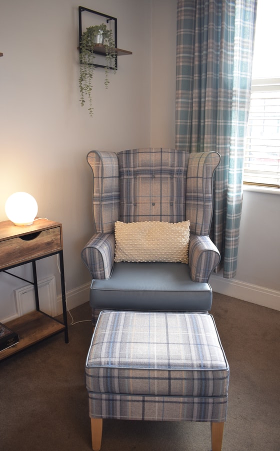 Seat and a cream cushion