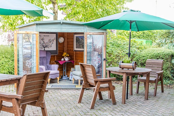 Silverwood Care Home Garden Picnic tables Outdoor house