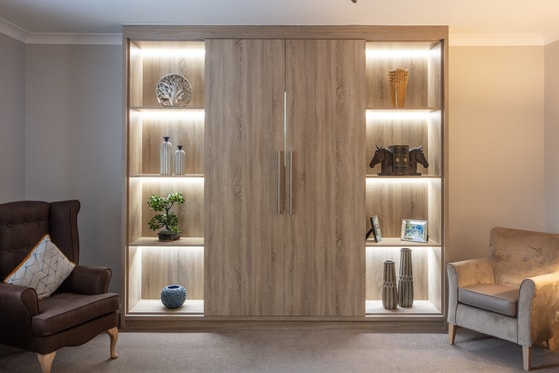 Wooden cabinet and lights