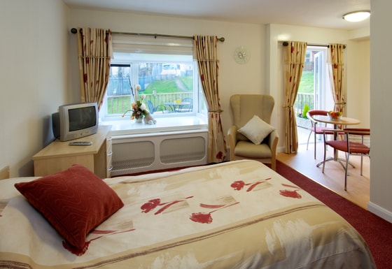 Television and floral bed