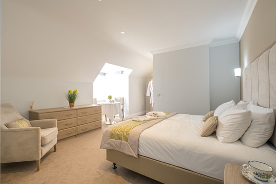 Senior living white bedding