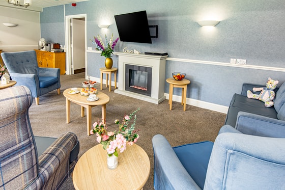Elderly living room with Television