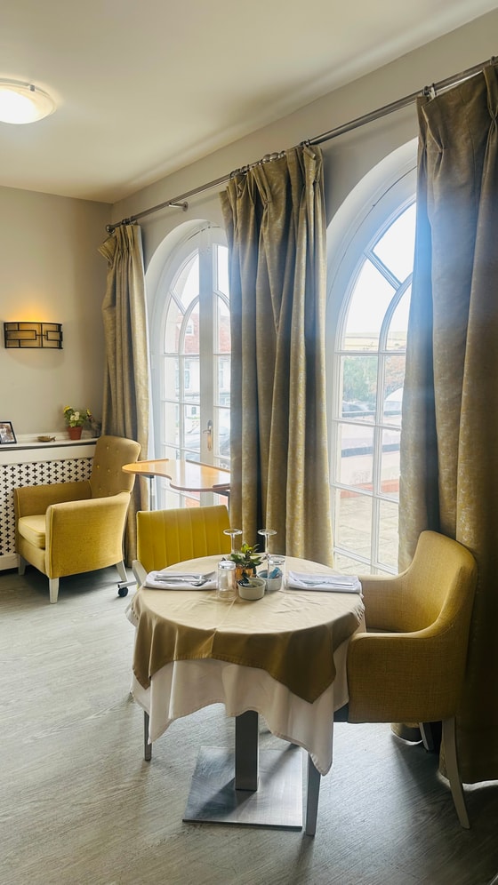 Haven Care Home dining room, dining table, chairs