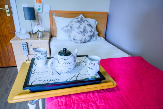 Teapot on bed tray