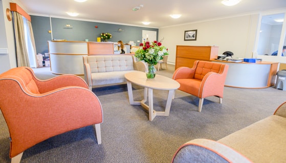 Orange and white communal seating