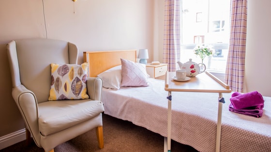 Pink bed with table tray