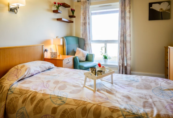 Merino Court Care Home single bedroom bed