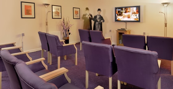 Purple chair cinema room