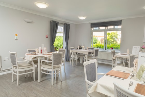 White and grey dining area