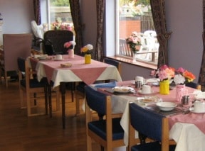 Pink clothed table