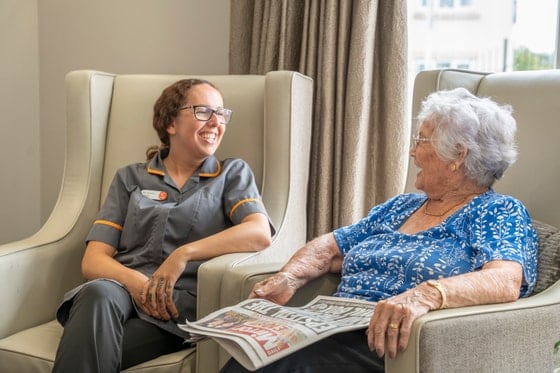 Rivendell View Care Home - Smiling on armchairs
