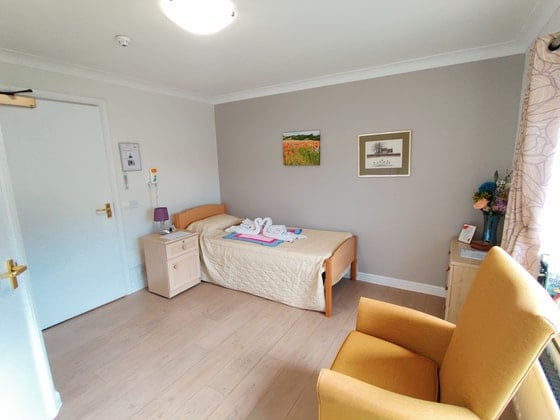 River Court Care Home - Single bed orange seating