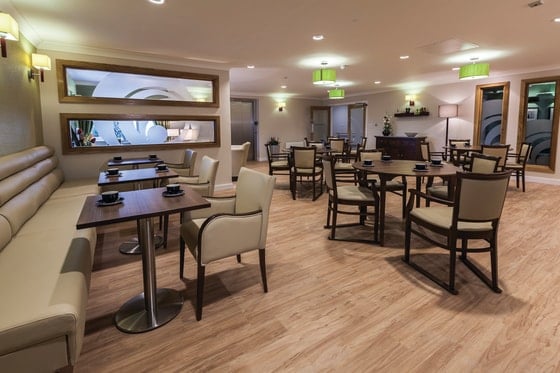The Oakes Care Home - Well lit communal dining tables