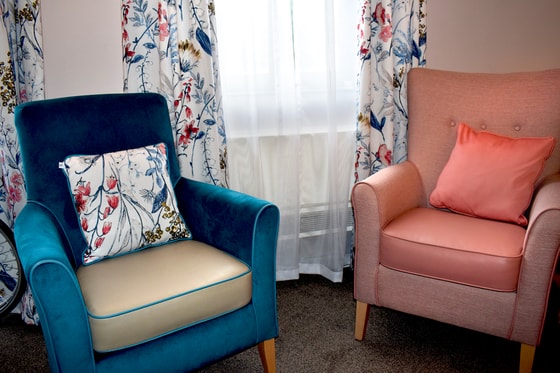 Pendleton Court Care Home - Blue and pink chair