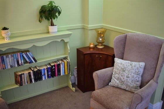 Meadow Bank House Care Home - Green bookcase