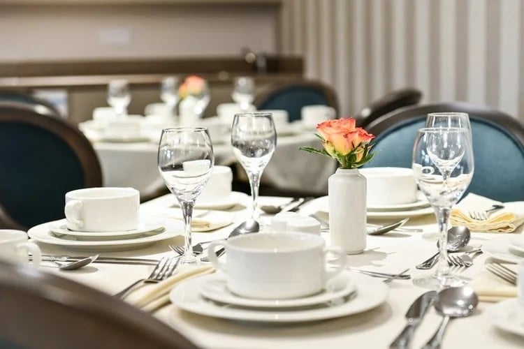 Haywood Lodge Care Home - Soup on clothed dining tables