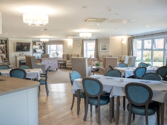 Rivendell View Care Home - Blue chair and clothed tables