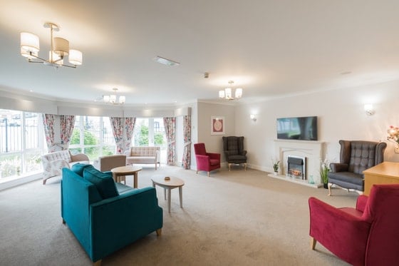 Kirkwood Court Care Home - Blue sofa and red chair