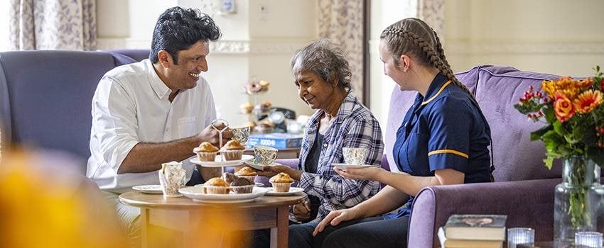 Care home resident afternoon tea