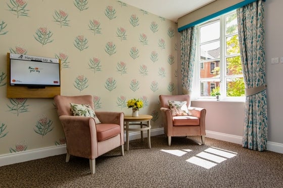 Market Lavington Care Home - Pink arm chairs seating