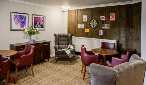 Kirknowe Care Home - Darts board and armchair