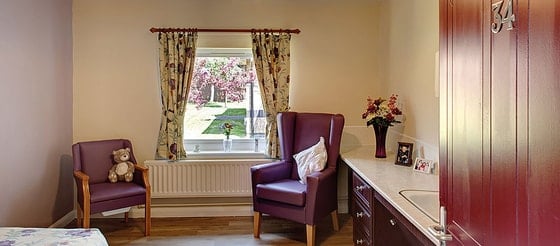 Dove Court Care Home - Room with floral curtains