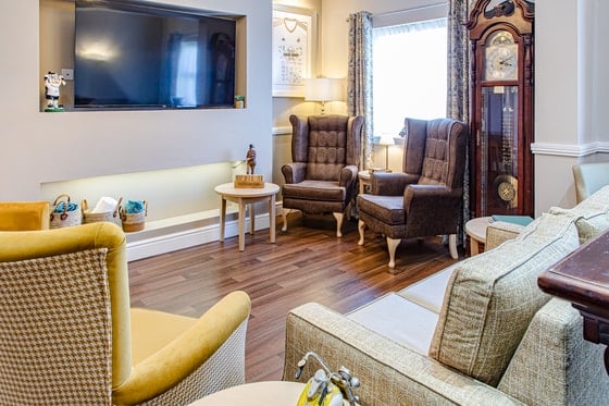 St Martin's Court Care Home - Senior living room with Television