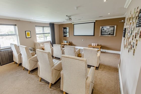 Larkhill Hall Care Home - White seated cinema room