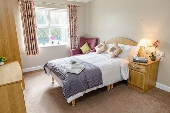 Larkhill Hall Care Home - Purple and white double bed
