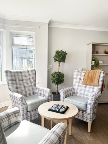 Westwood Lodge Care Home - Checkered chairs and table