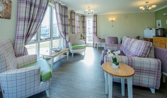 Tranent Care Home - purple checkered armchair