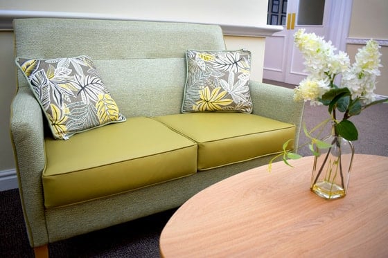 Pendleton Court Care Home - Green chair and green plant