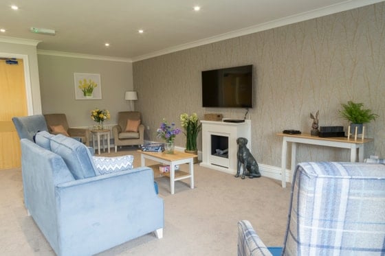 Ridgeway Lodge Care Home - Blue chairs and television