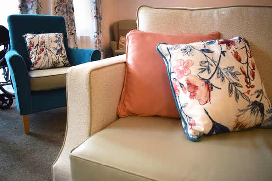Pendleton Court Care Home - Cream chair and pillows