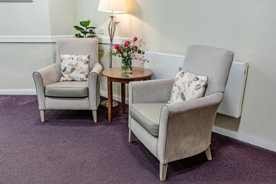 Aberpennar Court Care Home - Two grey armchairs