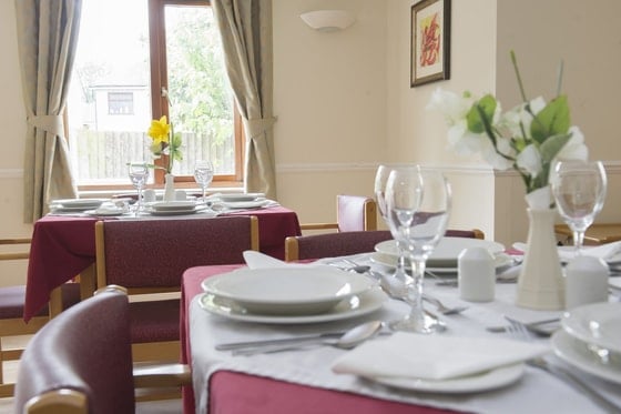 Fieldway Care Home - Dining room purple cloths