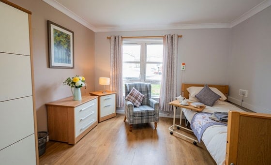 Highgate Care Home - Wooden cabinet and single bed