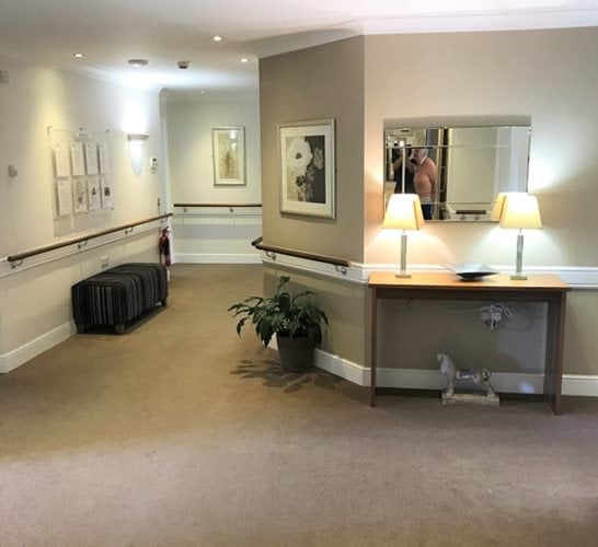 Hawthorn Court Care Home - Cream and green corridor