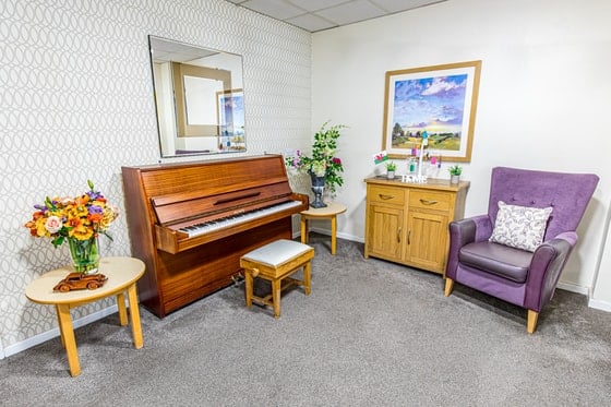 Church View Care Home - Piano and purple chair
