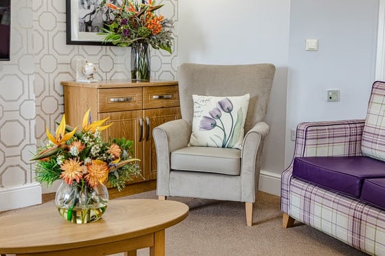 Larkhill Hall Care Home - Floral cushion and flowers