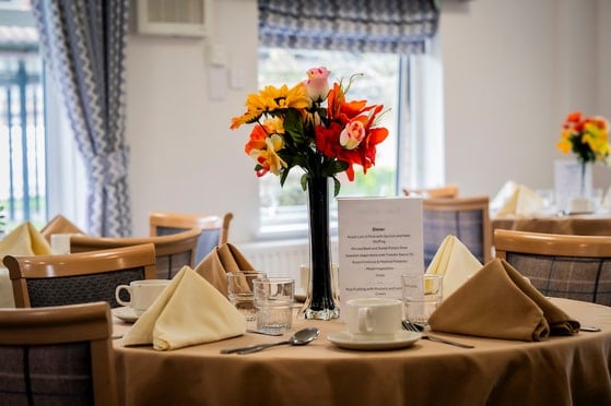 Ailsa Craig Care Home - Floral display on dining table