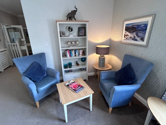 Cold Springs Park Care Home - Senior Living blue armchair