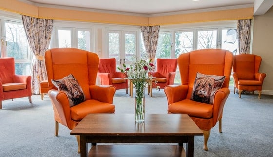 Finavon Court Care Home - orange coffee table and chairs