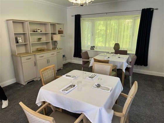 Highfield Care Home - white clothed dining tables