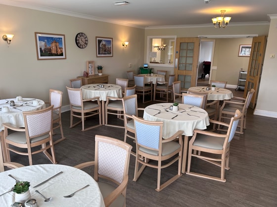 Needham Court Care Home - Communal clothed dining area