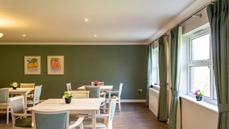 Quarry Hall Care Home - Dining area, tables, chairs