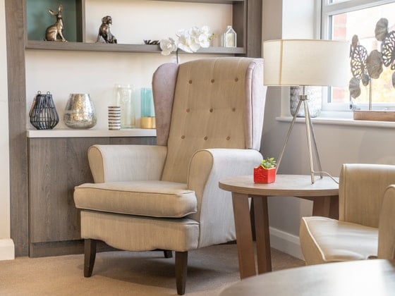 Rivendell View Care Home - Grey armchair senior living